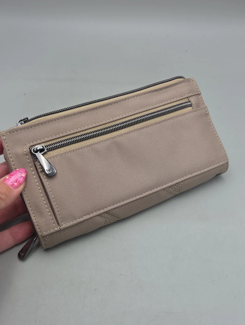 Lug Arabesque Ultra X Zip RFID Wallet in a sand Beige color